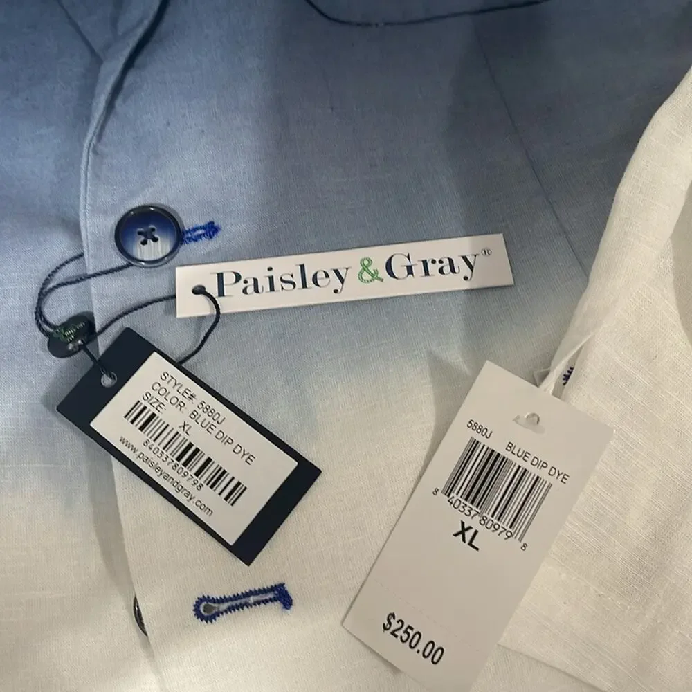 Paisley & Gray Men’s Slim Fit Blue Deep Dye Sport Blazer Linen Cotton Sz Various